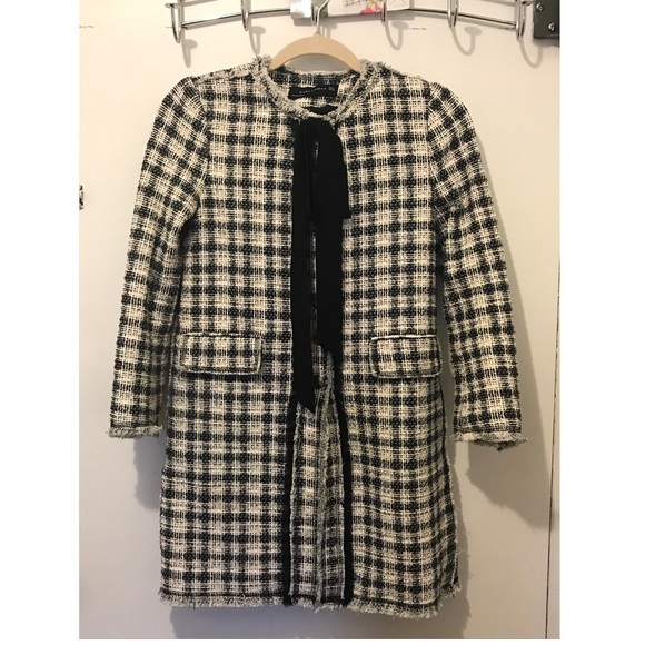 Zara Jackets & Blazers - New Zara tweed coat with bow detail size S
